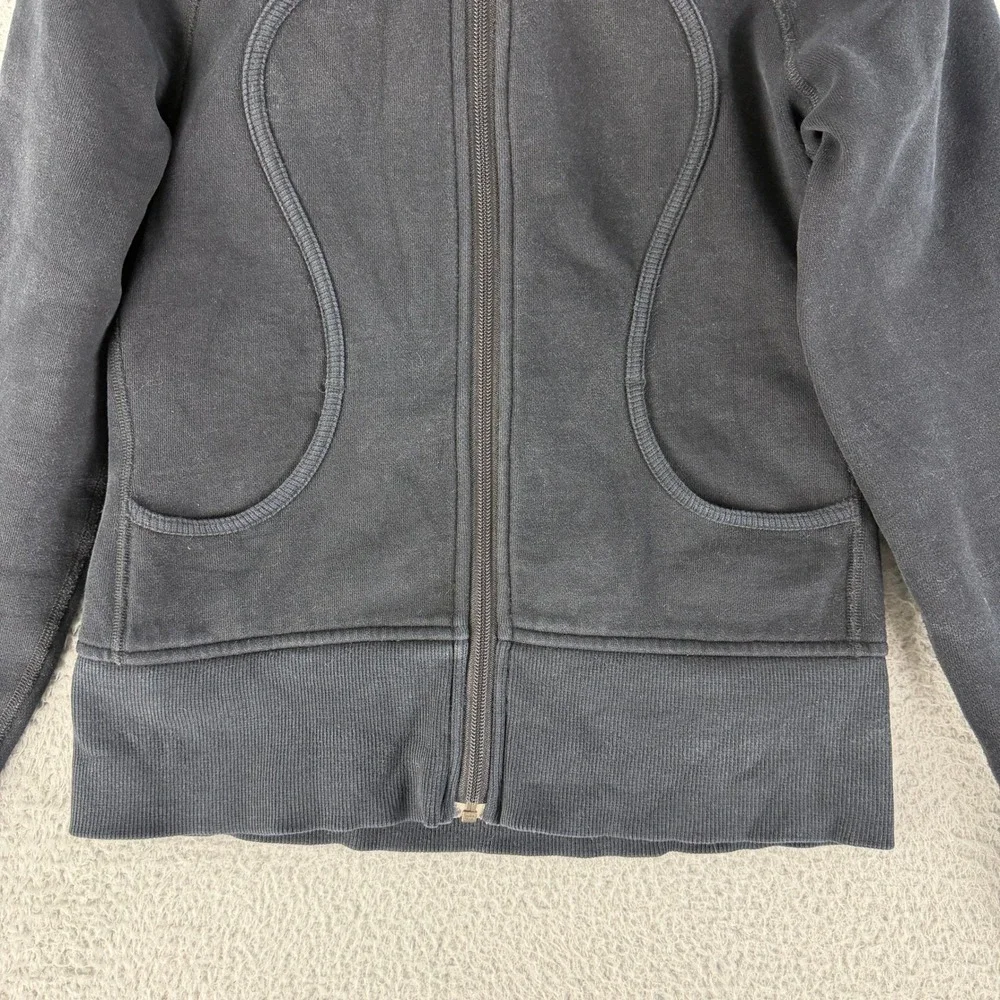Lululemon Scuba Full Zip Hoodie Womens 4 Black Fleece Logo Jacket Cozy Thumbhole